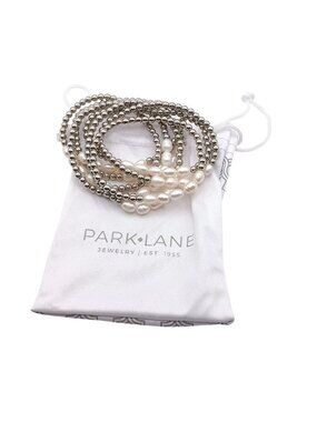 Park Lane Marina Stretch Bracelet Set With Pearls & Silver Beads - Elegant Jewel